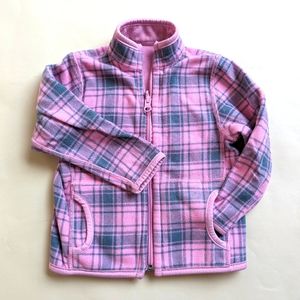 Reversible Pink and Gray Plaid Fleece Jacket